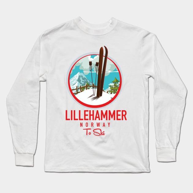 Lillehammer Norway Ski logo Long Sleeve T-Shirt by nickemporium1